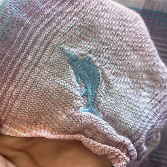 Tommy Bahama Linen Shirt Mens XXL 2XL Plaid Long Sleeve Button Up Beach Ombre - Picture 14 of 15